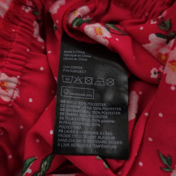 H&M Kimono Romper Womens Red Floral Print V Neck Long Bell Sleeve Open Back - Picture 7 of 8